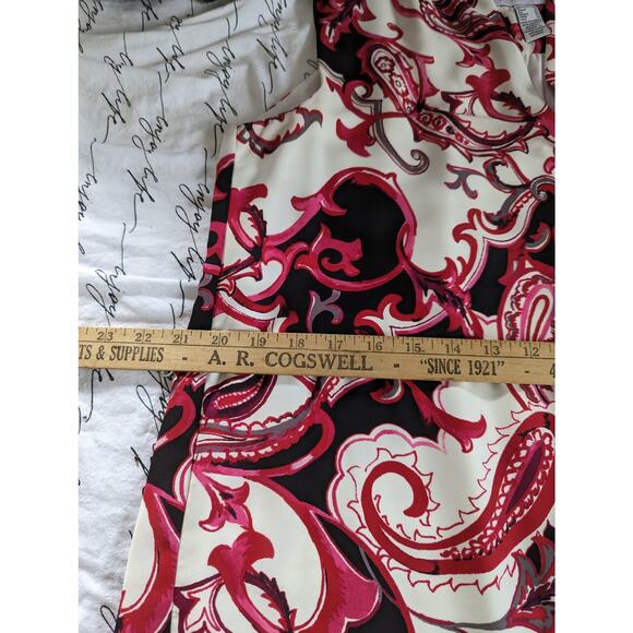 Joseph Ribkoff Scarf Print Paisley Dress Size 10 Fuschia White Black Belted - Picture 9 of 12